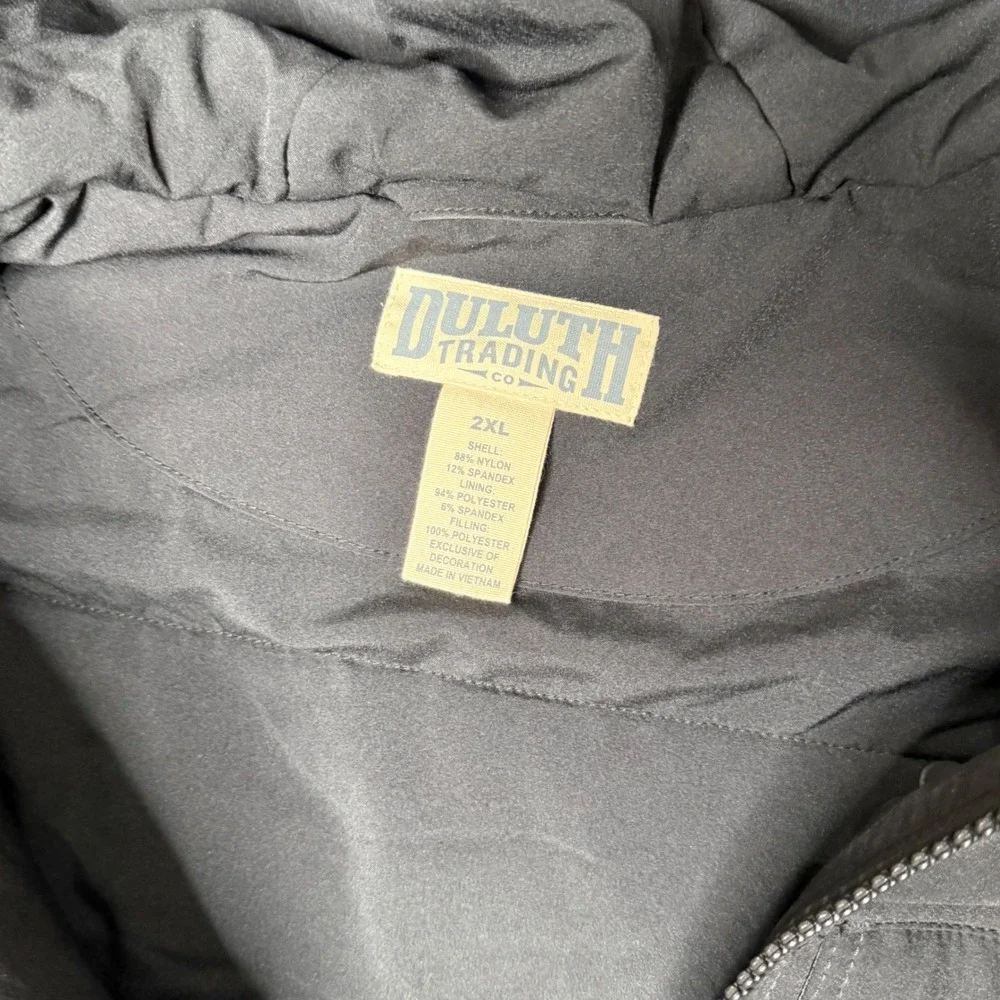 Duluth‎ Trading Co Mens 2XL Black Thermore Insulated Hooded Utility Vest Jacket